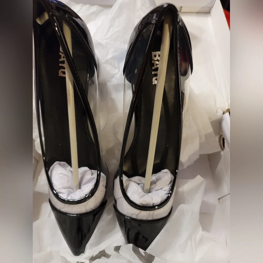 NIB WATER RESISTANT  CHUNKY LOW BLOCK CLEAR CLOSED TOE PUMP WEDDING EVEN… - Picture 6 of 10